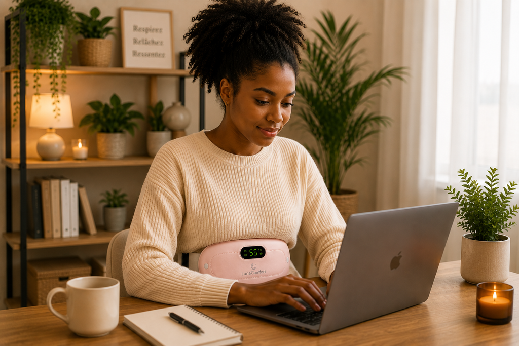Ceinture Chauffante Menstruelle Rechargeable – Chaleur & Massage Apaisants Lunacomfort