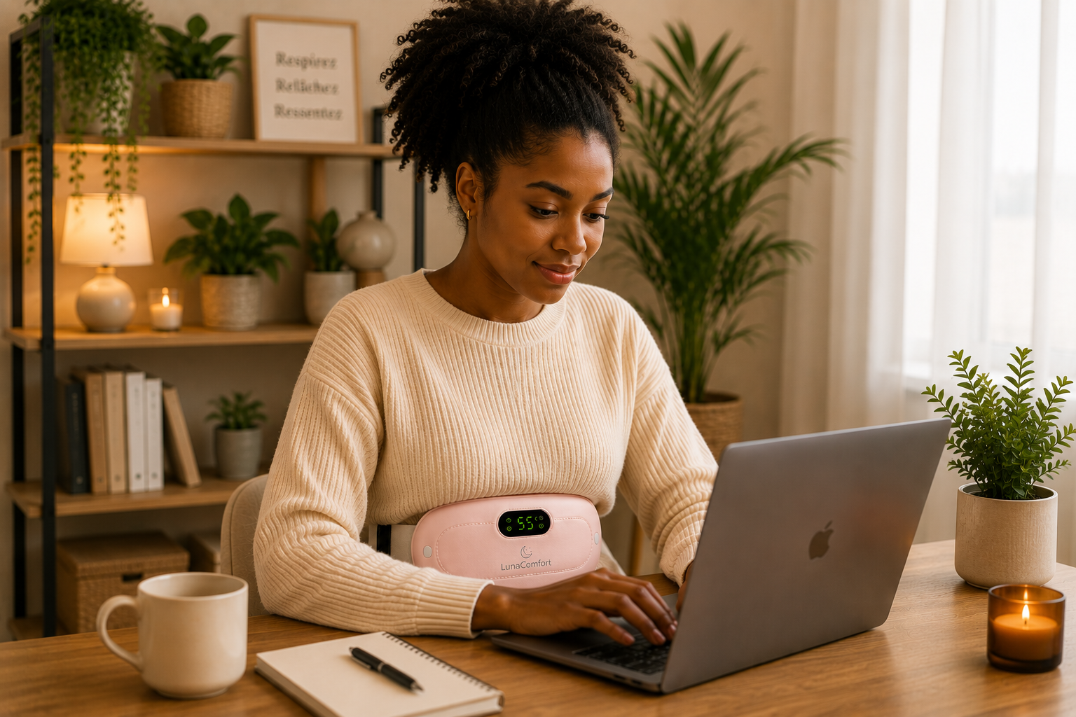Ceinture Chauffante Menstruelle Rechargeable – Chaleur & Massage Apaisants Lunacomfort